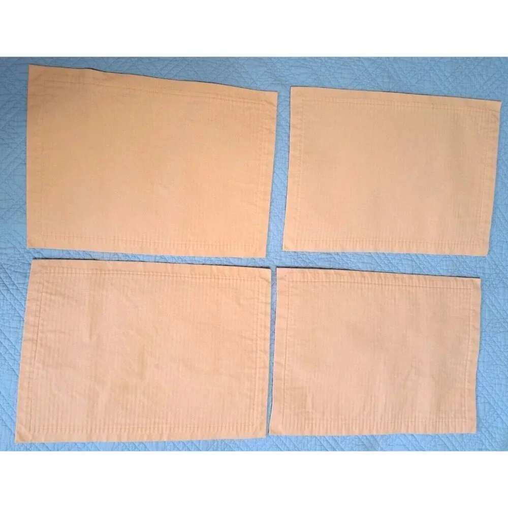 Unbranded Set of Four Light Orange Pleated Placemats Reversible FLAW!